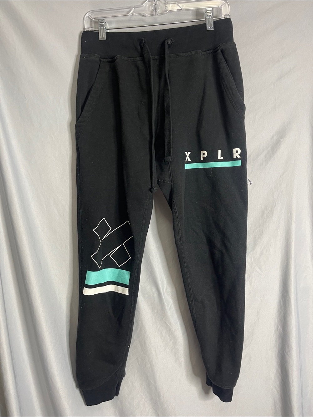 Sam & Colby Merch-XPLR Black Jogger Sweatpants with Teal Accent